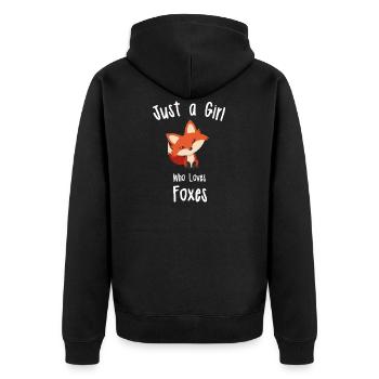 Fox Design für Mädchen - Unisex Premium Bio Zip Hoodie - Schwarz - Hinten - Nico (187cm)