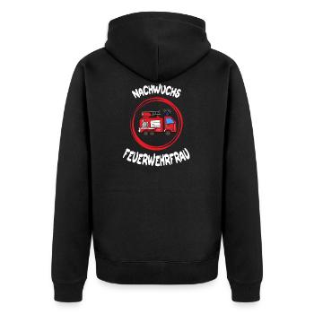 nachwuchs feuerwehrfrau Geschenk feuerwehr - Unisex Premium Bio Zip Hoodie - Schwarz - Hinten - Nico (187cm)
