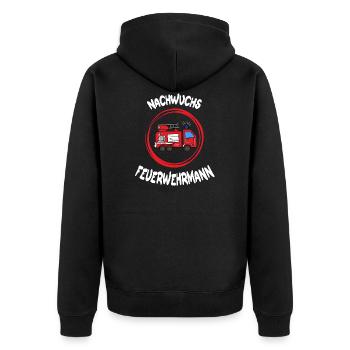 nachwuchs feuerwehrmann Geschenk feuerwehr - Unisex Premium Bio Zip Hoodie - Schwarz - Hinten - Nico (187cm)