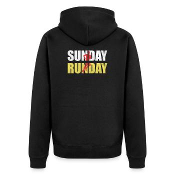 Mens Sunday Runday design | Runner gifts for Men - Unisex Premium Organic Zip Hoodie - black - Back - Nico (187cm)