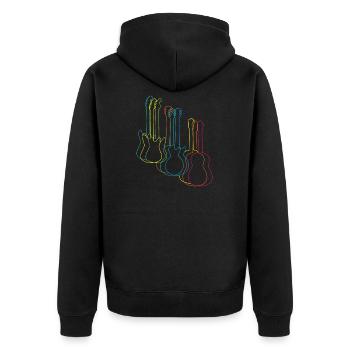 E-Gitarren Spieler T-Shirt Geschenk Gitarre - Unisex Premium Bio Zip Hoodie - Schwarz - Hinten - Nico (187cm)