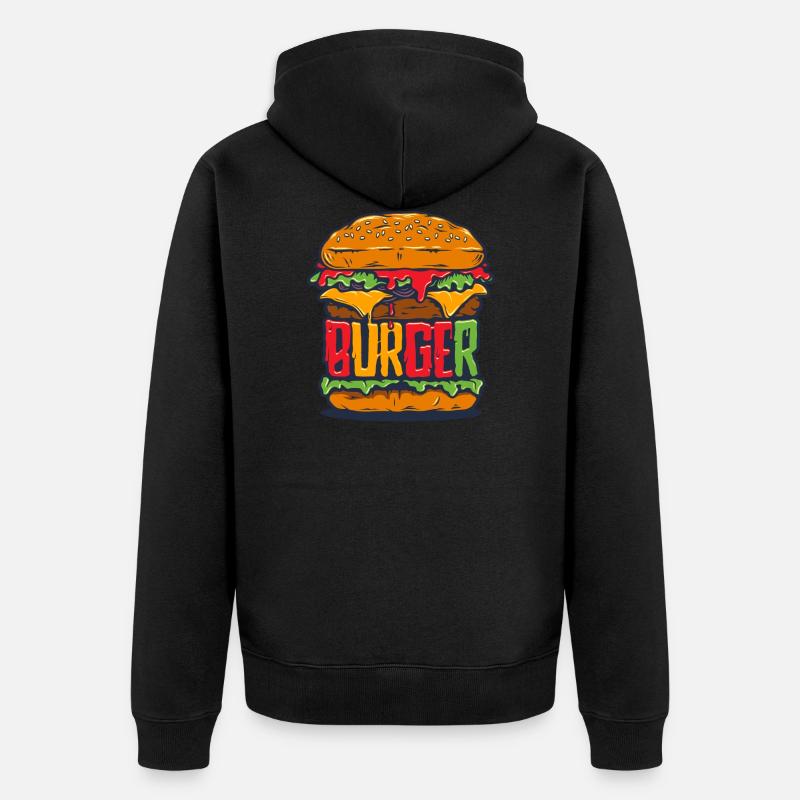 #FancyDesigns #burger LE Hamburger - Veste à capuche bio Premium Unisexe - noir