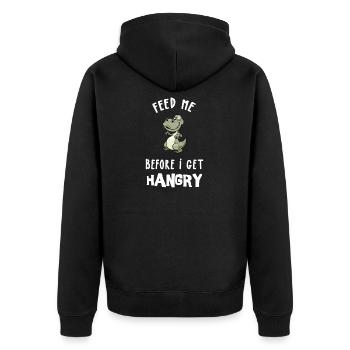 Hangry Design für Frauen, Männer & Kinder - Unisex Premium Bio Zip Hoodie - Schwarz - Hinten - Nico (187cm)