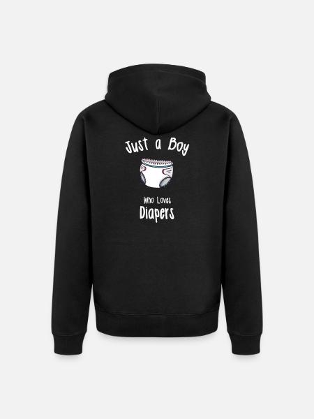 ABDL Windel Designs für Männer - Unisex Premium Bio Zip Hoodie - Schwarz
