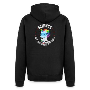 Lustig Wissenschaft Einhorn Spruch Lehrer Geschenk - Unisex Premium Bio Zip Hoodie - Schwarz - Hinten - Nico (187cm)