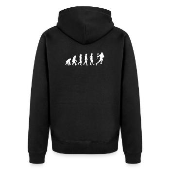 Cadeau de chemise de crosse Evolution Lacrosse - Veste à capuche bio Premium Unisexe - noir - Dos - Nico (187cm)