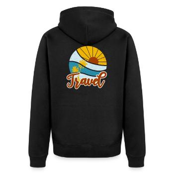 Reise - Unisex Premium Bio Zip Hoodie - Schwarz - Hinten - Nico (187cm)