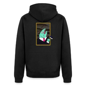 Estonian-fish - Unisex Premium Bio Zip Hoodie - Schwarz - Hinten - Nico (187cm)