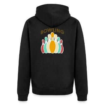 Bowling Shirt Geschenk Kegeln Kegler Verein Bowler - Unisex Premium Bio Zip Hoodie - Schwarz - Hinten - Nico (187cm)