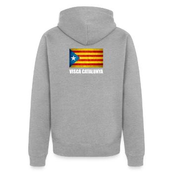 Catalonia Catalunya Catalan Flag Independence - Unisex Premium Organic Zip Hoodie - heather grey - Back - Nico (187cm)