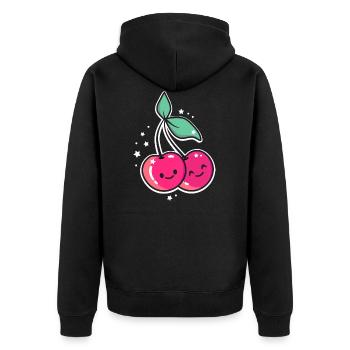 Cerises Kawaii Rockabilly fruits mignons - Veste à capuche bio Premium Unisexe - noir - Dos - Nico (187cm)
