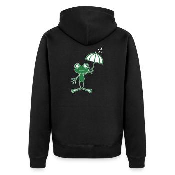 Wetterfrosch Meteorologe T-Shirt Geschenk Frosch - Unisex Premium Bio Zip Hoodie - Schwarz - Hinten - Nico (187cm)