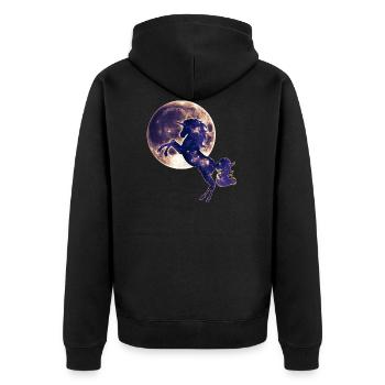 Einhorn, Vollmond , Mond, Magie, Pferd, unicorn, - Unisex Premium Bio Zip Hoodie - Schwarz - Hinten - Nico (187cm)