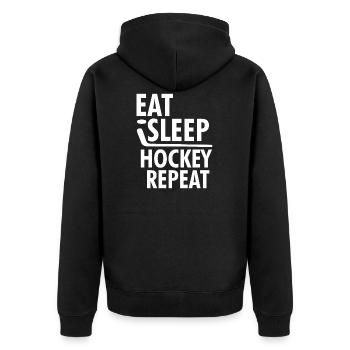 Mangez le sommeil t-shirt Répétez le hockey T-shirt joueurs de hockey - Veste à capuche bio Premium Unisexe - noir - Dos - Nico (187cm)