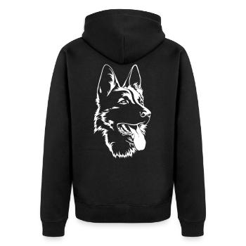 DSH Portrait - Unisex Premium Bio Zip Hoodie - Schwarz - Hinten - Nico (187cm)