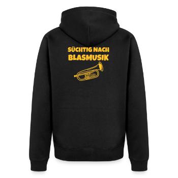 Süchtig nach Blasmusik - Unisex Premium Bio Zip Hoodie - Schwarz - Hinten - Nico (187cm)