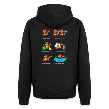 eichhörnchen, reichhörnchen, scheichhörnchen, - Unisex Premium Bio Zip Hoodie - Schwarz - Hinten - Nico (187cm)