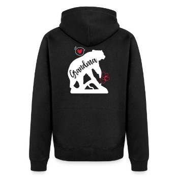 Grandma Bear - Unisex Premium Bio Zip Hoodie - Schwarz - Hinten - Nico (187cm)