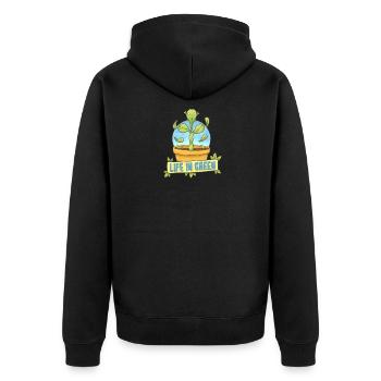 Life in Green - Unisex Premium Organic Zip Hoodie - black - Back - Nico (187cm)