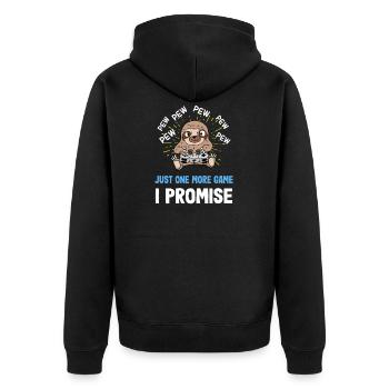 Gamer Sloth Gaming-Design - Unisex Premium Bio Zip Hoodie - Schwarz - Hinten - Nico (187cm)