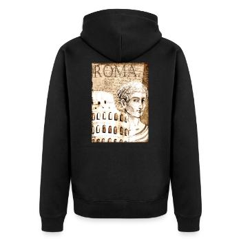 ITALIEN ROM - JULIUS - Unisex Premium Bio Zip Hoodie - Schwarz - Hinten - Nico (187cm)