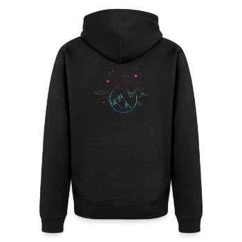 Paysage de montagne dégradé minimaliste - Veste à capuche bio Premium Unisexe - noir - Dos - Nico (187cm)