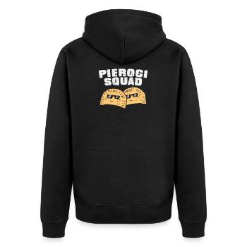 Pierogi Pirogge Pelmeni Lustige Polen Russen Shirt - Unisex Premium Bio Zip Hoodie - Schwarz - Hinten - Nico (187cm)