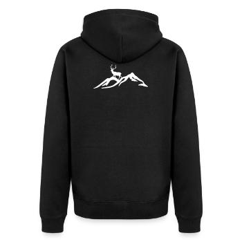 Mountain Mountain Deer Hunter Nature T-Shirt - Unisex Premium Organic Zip Hoodie - black - Back - Nico (187cm)