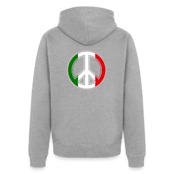 Italien Flagge Peace Zeichen T-Shirt - Unisex Premium Bio Zip Hoodie - Grau meliert - Hinten - Nico (187cm)