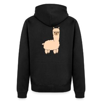 Alpaka - Unisex Premium Bio Zip Hoodie - Schwarz - Hinten - Nico (187cm)
