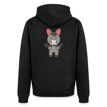 Esel macht Sport - Unisex Premium Bio Zip Hoodie - Schwarz - Hinten - Nico (187cm)