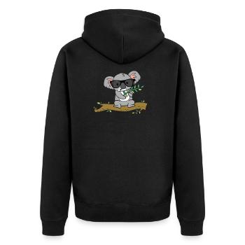 Koala with glasses - Unisex Premium Organic Zip Hoodie - black - Back - Nico (187cm)