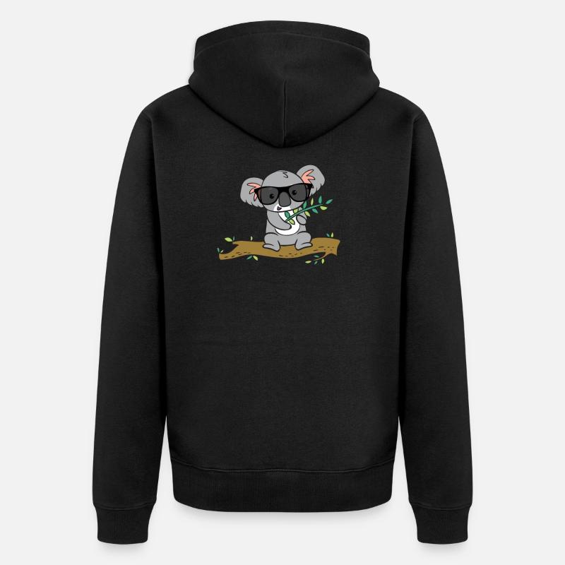 Koala avec des lunettes - Veste à capuche bio Premium Unisexe - noir