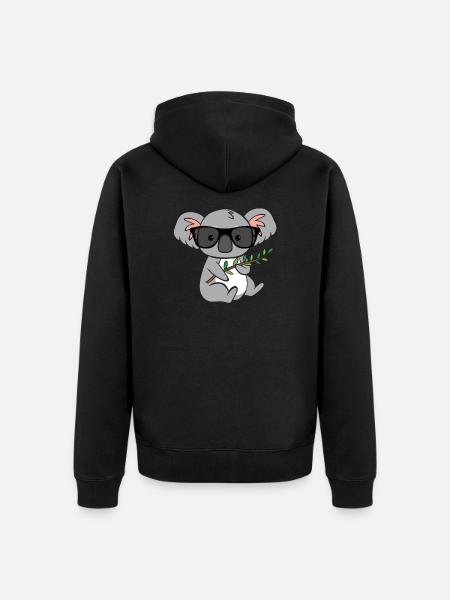 Koala with glasses - Unisex Premium Organic Zip Hoodie - black