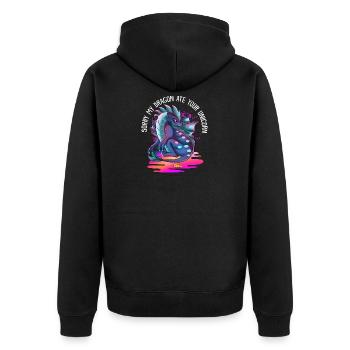 Lustiges Drachen Einhorn Witzige Fantasy Tiere - Unisex Premium Bio Zip Hoodie - Schwarz - Hinten - Nico (187cm)