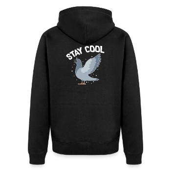 Stay Cool Tauben Shirt Geschenk - Unisex Premium Bio Zip Hoodie - Schwarz - Hinten - Nico (187cm)