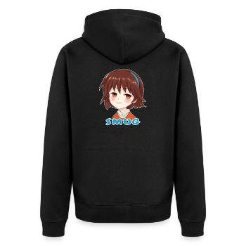 Smug Face Cute Anime Girl Geschenk für Otaku Fan - Unisex Premium Bio Zip Hoodie - Schwarz - Hinten - Nico (187cm)