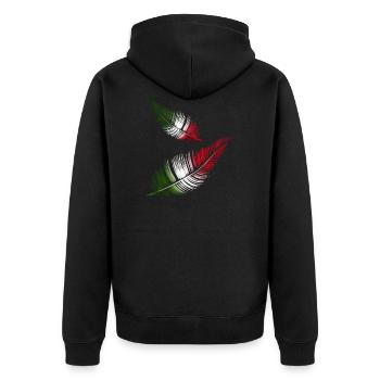 plumes italiennes en rouge blanc et vert - Veste à capuche bio Premium Unisexe - noir - Dos - Nico (187cm)