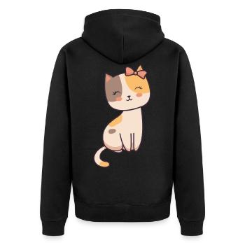 Süße Katze mit Schleife Mieze Schmusekatze - Unisex Premium Bio Zip Hoodie - Schwarz - Hinten - Nico (187cm)