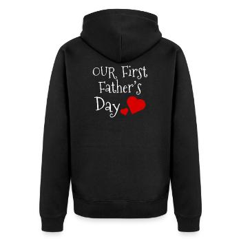 Our First Father's Day First Father's Day gift - Unisex Premium Organic Zip Hoodie - black - Back - Nico (187cm)