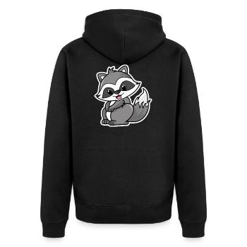 racoon - Unisex Premium Organic Zip Hoodie - black - Back - Nico (187cm)