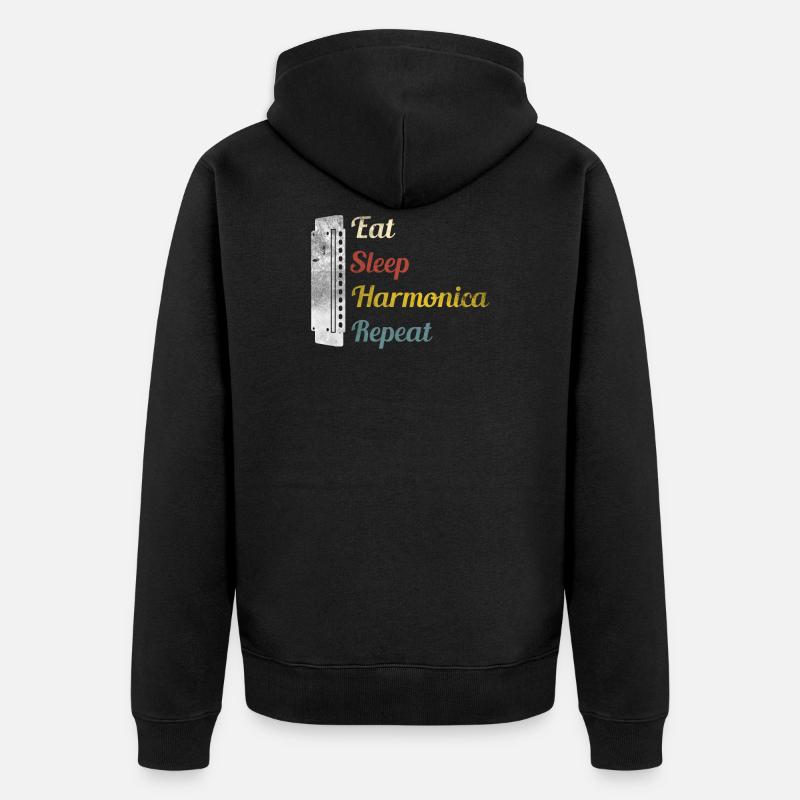 Eat Sleep Harmonica Repeat Mundharmonika - Unisex Premium Bio Zip Hoodie - Schwarz