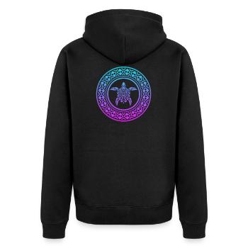 Mandala Maori Schildkröte T-Shirt - Unisex Premium Bio Zip Hoodie - Schwarz - Hinten - Nico (187cm)
