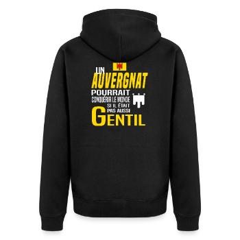 Auvergnat et gentil - Veste à capuche bio Premium Unisexe - noir - Dos - Nico (187cm)