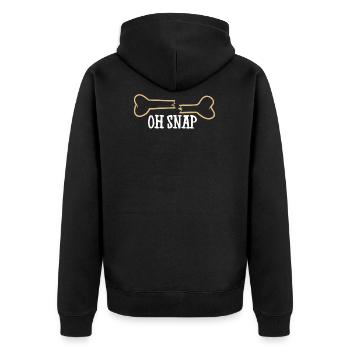OH SNAP - Gebrochener Knochen Bruch Gips - Unisex Premium Bio Zip Hoodie - Schwarz - Hinten - Nico (187cm)