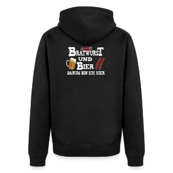 bratwurst und bier - Unisex Premium Bio Zip Hoodie - Schwarz - Hinten - Nico (187cm)