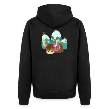 Yak tibétain endormi - Veste à capuche bio Premium Unisexe - noir - Dos - Nico (187cm)