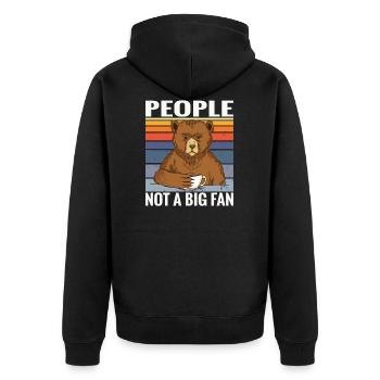 Ours de café disant que les gens ne sont pas un grand fan - Veste à capuche bio Premium Unisexe - noir - Dos - Nico (187cm)