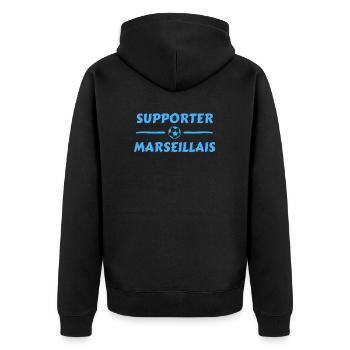 t-shirt marseille football supporter marseillais - Veste à capuche bio Premium Unisexe - noir - Dos - Nico (187cm)