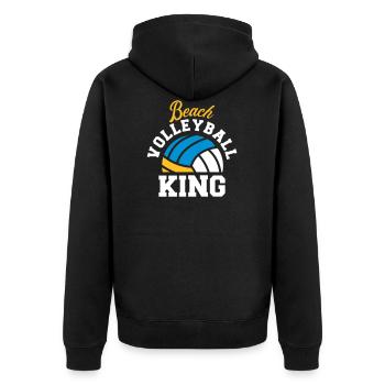 Beachvolleyball - Unisex Premium Bio Zip Hoodie - Schwarz - Hinten - Nico (187cm)